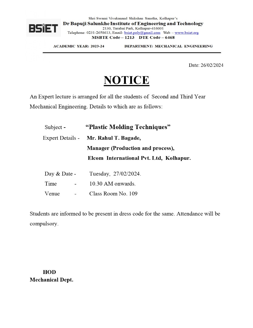 Expert Lecture Notice